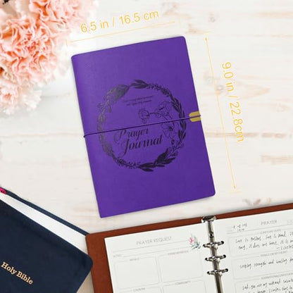 Prayer Journal for Woman, Leather Bible Journal - color: Purple