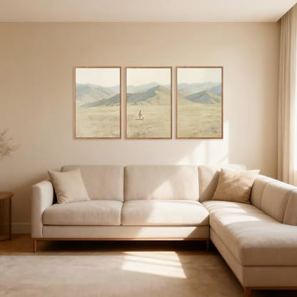 CHDITB 3 Pcs Jesus with Lamb Landscape Framed Canvas Wall Art 16x24 Inch - color: Jesus Leaves The 99 Parable of The Lost Sheep, size: 16"L x 24"W