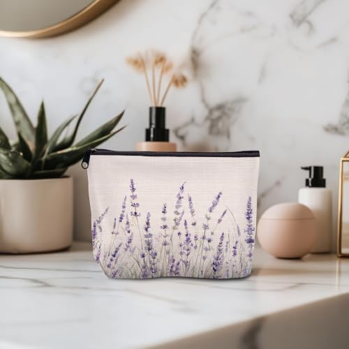 Purple Lavender Zipper Makeup Bag for Women - color: Lavender