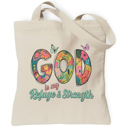 Christian Tote Bag for Women, Church Bible Canvas Bag with Inner Pocket for Churchgoers - color: Pink