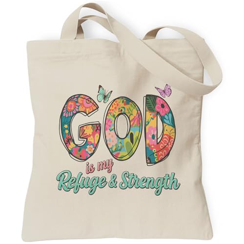 Christian Tote Bag for Women, Church Bible Canvas Bag with Inner Pocket for Churchgoers - color: Pink