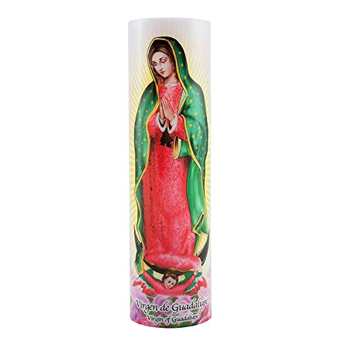 Virgin of Guadalupe Flameless LED Prayer Candle, Unique Religious Decoration, Gift Idea for Mothers Day, Birthday, or Any Holiday 8.2 Inches - size: 1 Count, style: Virgin of Guadalupe