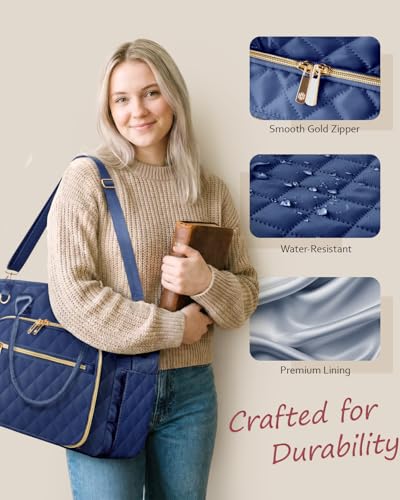 Large Bible Bag with Bible Cover Case for Women, Quilted Bible Tote Bag - color: Beige
