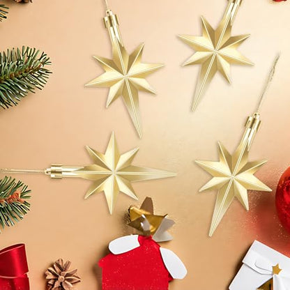 Syhood 12 Pack Champagne Bethlehem Star Ornaments Christmas Tree - color: Champagne