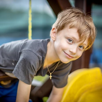 Gold Plated/Silver/Black Cross Chain Necklace Gifts for Boys Girls Son - color: Gold, style: To my son
