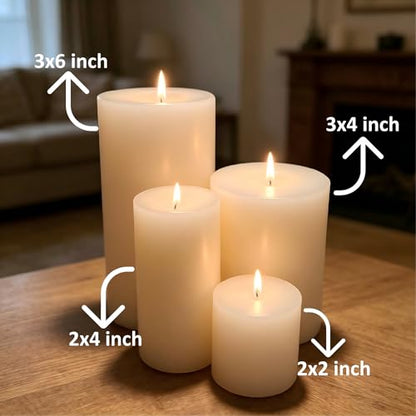 12 Pack Unscented Pillar Candles, 2x4 Inch Classic Ivory White, 30-Hour Burning Smokeless Candles for Wedding Decorations, Centerpieces, Emergency Kit, Dinner, Home Gatherings & SPA - size: 2x4 inch