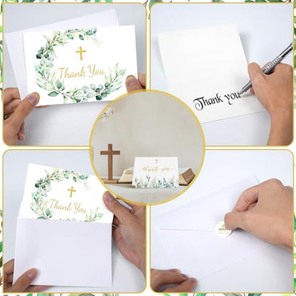 30 Pack Christian Thank You Cards with Envelopes & Stickers - 6x4 Inch Religious Christian Greeting Cards Bulk for Baptism, Wedding, Communion, Funeral, Baby Shower