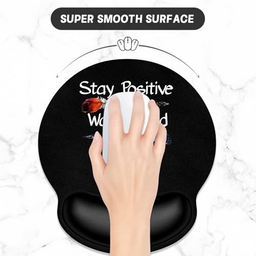 ITNRSIIET Ergonomic Mouse Pad with Wrist Support Wrist Rest Smooth Surface Non-Slip Rubber Base Comfortable Office Supplies Pain Relief, 9.8 x 9.1 inches, Inspirational Quote Black - color: Inspirational Quote Black