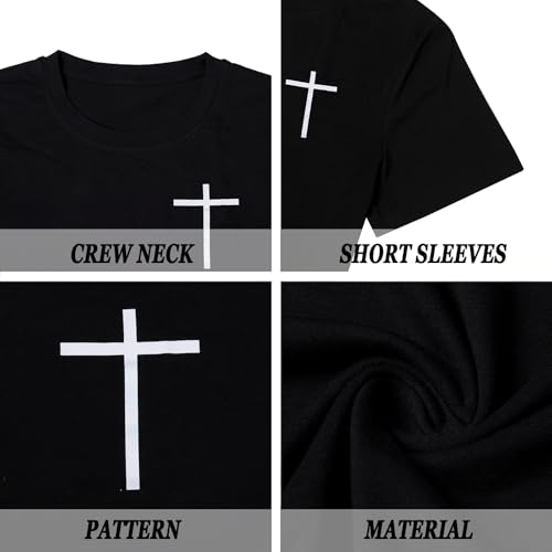 Christian Jesus Faith Shirts for Men Religious Cross Bible Verse T-Shirt - color: Black, size: Medium