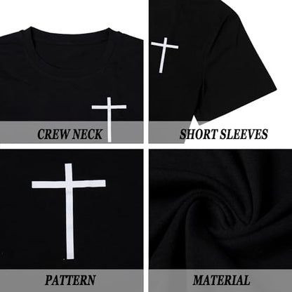 Christian Jesus Faith Shirts for Men Religious Cross Bible Verse T-Shirt - color: Black, size: Medium
