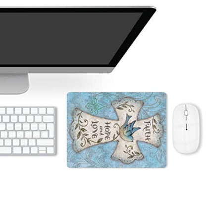 Hope and Love Christian Cross Mouse Pad - Square, Waterproof, Non-Slip Rubber Base, 9.5"x7.9"x0.12" Inch - color: S1015