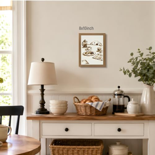 Dynazo Wood Framed Funny Dog Coffee Wall Art, Curious Puppy Coffee Bar Wall Decor, Vintage Cottagecore Animal Poster Print, Neutral Kitchen Artwork for Cafe Dining Room Breakfast Nook 8x10 Inch - color: BreadDog, size: 10"L x 8"W