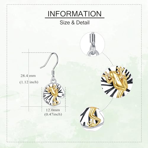 Crab/Mushroom/Lobster/Bat/Angler Fish/Tiger/Elephant/Jellyfish/Flamingo/Scorpion Earrings Dangling Sterling Silver Created Blue Opal Earrings Jewelry Gifts for Women Girls… - style: frog