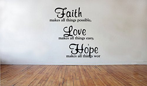 Blinggo Matte Black Faith Love Hope Vinyl Wall Decal Christian Decor