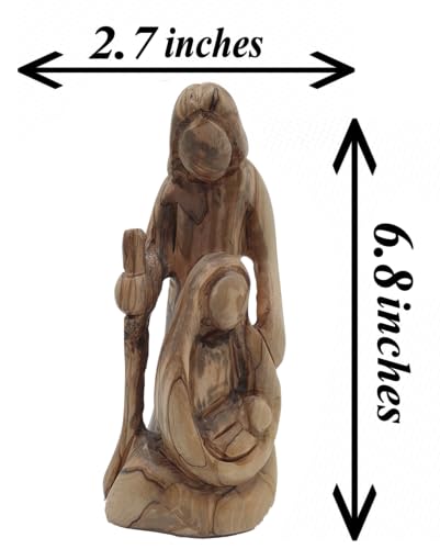 Zuluf 6.8" Olive Wood Holy Family Nativity Statue – Hand-Carved Mary, Joseph & Baby Jesus Figurine – Religious for Catholic Home or Friend’s Display – HOF016 - color: 6.8" Joseph, Mary and Baby Jesus