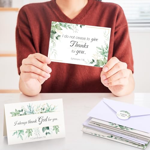 24 Pack Christian Thank You Appreciation Cards, Leaf - style: Leaf