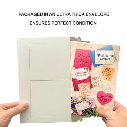 Prime Greetings Get Well Soon Card, Made in America, Thick Card Stock with Premium Envelope Packaged in a Reusable Presentation Mailer, Eco-Friendly, 5in x 7.75in