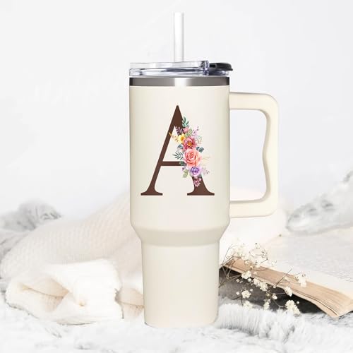 Personalized Gifts for Women, Customized Mother's Day, Birthday, Xmas Gift For Grandma, Mom, Wife, Friends, Sisters, Coworkers, Monogrammed Tumbler 40oz with Lid and Straw - color: A 1