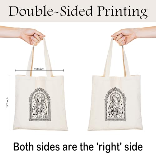 Christian Canvas Tote Bag for Women, Inspirational Faith Shoulder Bag - color: Mary