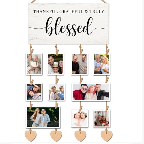 Blessed Sign Wooden Wall Decor Hanging Picture Frames Photo Board - color: Bright Whitewash