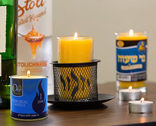 1 Day Yahrzeit Candle - 6 Pack - 24 Hour Kosher Yahrtzeit Memorial and Yom Kippur Candle in Tin Cup Holder - size: 6 Pack