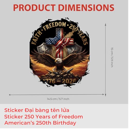 Faith Freedom Eagle Cross Patriotic Car Decal - color: Sticker Rocket Eagle