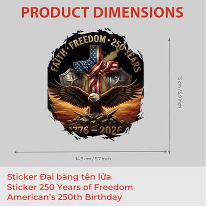 Faith Freedom Eagle Cross Patriotic Car Decal - color: Sticker Rocket Eagle