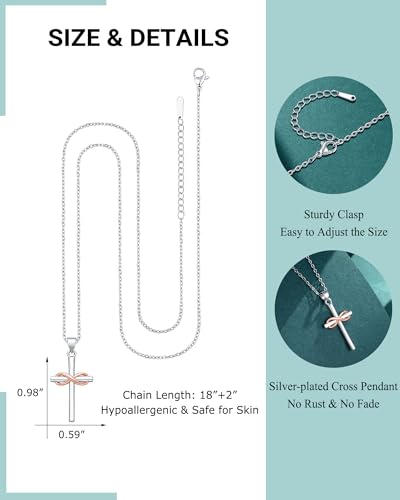 UPROMI Faith, Love & Blessings – Baptism & Confirmation Gifts Infinity Cross Necklace for Women & Girls, Christian Jewelry - style: Baptism