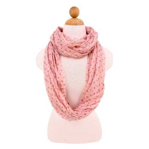 TrendsBlue Premium Polka Dot Infinity Loop Fashion Scarf - color: Small Dot Pink