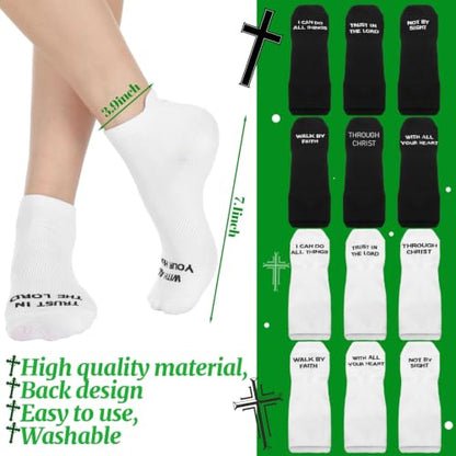 Janmercy 6 Pairs Christian Ankle Socks Fit Us Size 6-13 - color: Black and White