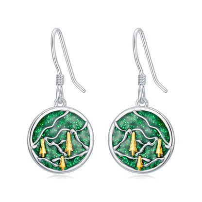 Dorunmo 925 Sterling Silver Mustard Seeds Dangle Earrings for Women Mountains Earrings Hypoallergenic Christmas Jewelry Gifts for Women - style: Mountain Aurora