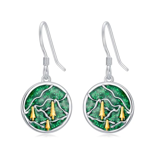 Dorunmo 925 Sterling Silver Mustard Seeds Dangle Earrings for Women Mountains Earrings Hypoallergenic Christmas Jewelry Gifts for Women - style: Mountain Aurora