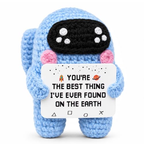 Cute Crochet Alien, Positive Crochet Animals Gift for Couples, Boyfriend Girlfriend Anniversary Birthday Gifts for Mom Dad, Graduation Gifts, Best Friend Desk Decor - color: Alien