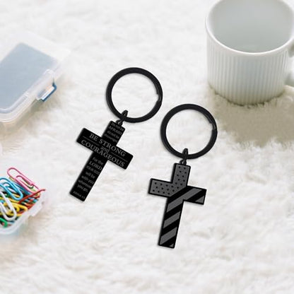 Bozidol Inspirational Bible Verse Cross Keychains, Religious Christian Birthday Baptism Graduation Gifts for Men Boys Teens - color: American Flag