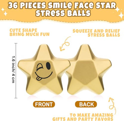 DEEKIN 72 Pcs Star Foam Relief Toys for Teens, Adults, Smile Face - style: Smile Face