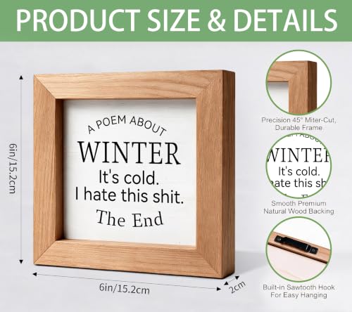A Poem About Winter It's cold Wooden Sign, Farmhouse Seasonal Decor - color: Winter50