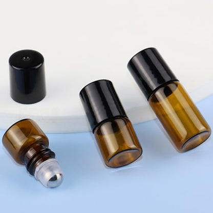 20 Pack Set 1ML Mini Sample Roll Glass Bottles for Essential Oils Roller Refillable Perfume Roll Bottle (1ML Purple) - color: 1ML Purple