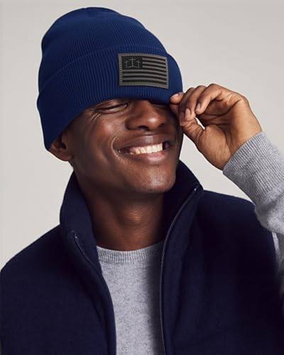 Christian Cross Beanie Hats for Men Women, Faith Winter Cuffed Hats, Religious Gifts for Thanksgiving Christmas New Years - color: Dark Blue, style: Three Cross Flag