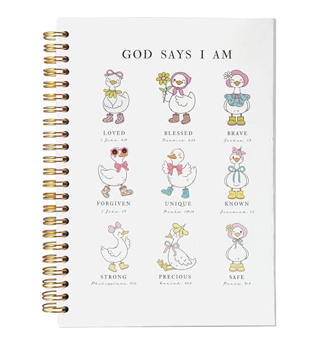 VNWEK Christian Goose Spiral Notebook Journal 5.5x8.3 Inch, God Says I Am Bible Verse Journal for Women, Inspirational Scripture Religious Goose Lined Hardcover Spiral Notebook - color: 49-XZ-bible-notebook