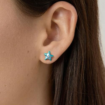 Cute Stud Earrings for Women Dachshund Koi Fish Sea Star Sea Turtle Sea Conch Earrings 14K Gold Plated Dainty Stud Earring funky Jewerly - color: Silver Sea Star