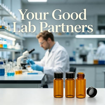 10Pcs 10ml Small Amber Glass Lab Sample Vials with Black Screw Caps - color: amber, size: 10ml