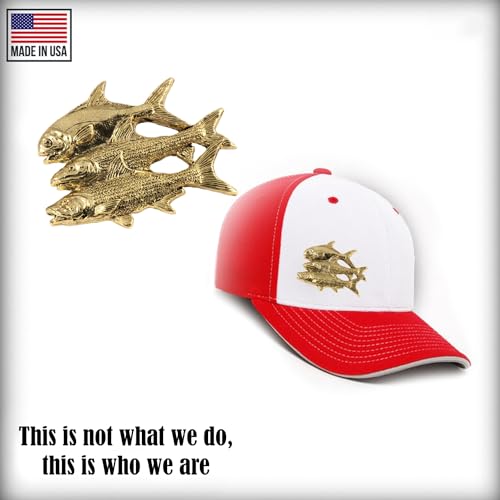 Grand Slam Bonefish Tarpoon Fish Pin, Pewter, Lapel, Hat, Pins, Brooch, Brooches, Jewelry, Gift, Handmade in the USA, 200 Fish Designs Available. S035PRZ - color: Gold Plated