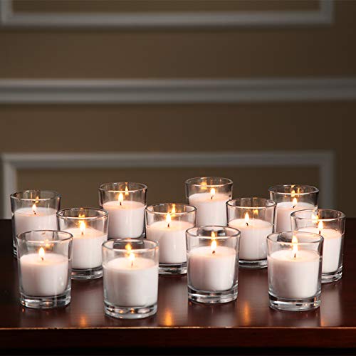 48-Pack Clear Glass Votive Candles – 10–12 Hour Long Burn, Unscented, Ivory, Bulk Set for Weddings, Events & Table Centerpieces – Hosley - color: Ivory, size: 48 Pack