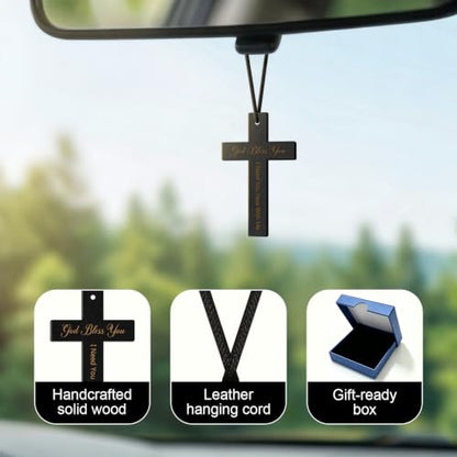 God Bless You Cross Car Ornament, Christian Faith Gift - color: God Bless You