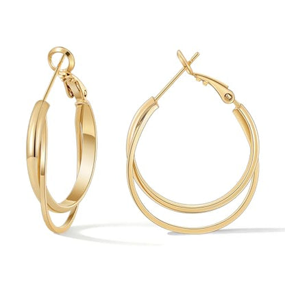 Gacimy Criss Cross Hoop Earrings for Women, 14K Gold Plated Hoops - color: Gold, size: 25mm