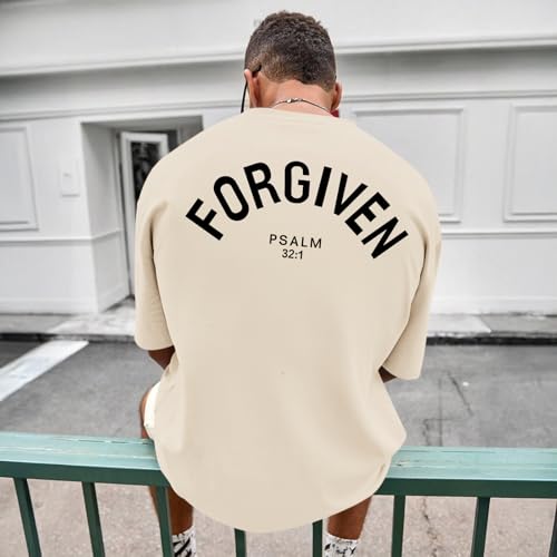 Christian Jesus Shirts for Men God Religious Faith Shirt Bible Verse Inspirational Oversized Graphic Tees Tops - color: Apricot, size: Medium
