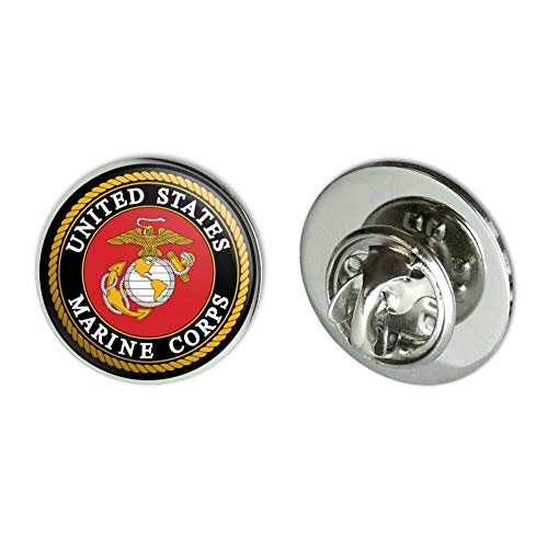 Marines USMC Emblem Black Yellow Red Metal 0.75" Lapel Hat Pin Tie Tack