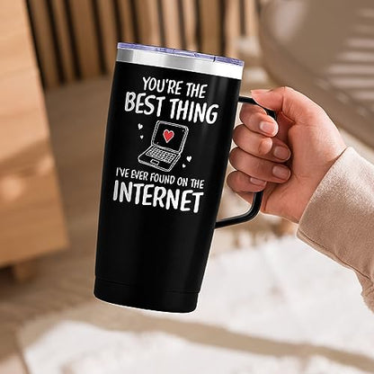 SANDJEST You are The Best Thing 20oz Tumbler with Handle Coffee Travel Mug Cup Gift for Boyfriend Husband Wife Girlfriend on Valentines Birthday Anniversary - color: Couple