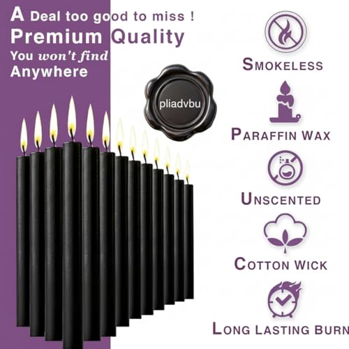 Mini Spell Chime Taper Candle Set of 20, 4 Inch Tall Unscented Rituals Candles for Altar Meditation Supplies Rituals (Black, Set of 20) - color: Black, size: Set of 20