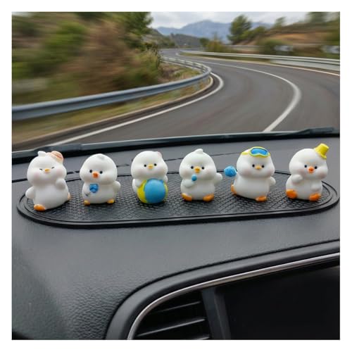 Craedli 6PCS Cute Duck Car Dashboard Decorations, Mini Resin Ducks Figurines Rear View Mirror Accessories, Funny Center Console Ornament Car Interior Decoration for Office Desk Home(Duck) - size: Duck
